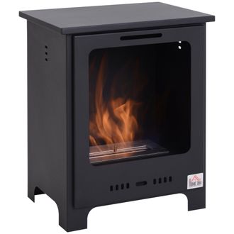 HOMCOM Free Standing Bio Ethanol Fireplace Heater with 0.9L Tank for Home Black | TJ Hughes