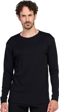 Lapasa 100% Merino Wool Mens Base Layer Top Long Sleeve Shirt Thermal Underwear Winter Sports Outdoor M29/M67 (1 Top),XXL,Black (Midweight)