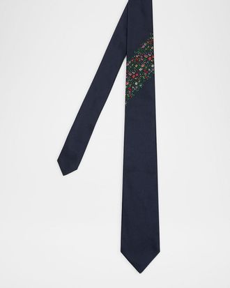 Paul Smith Mens Diagonal Floral Placement Silk Tie