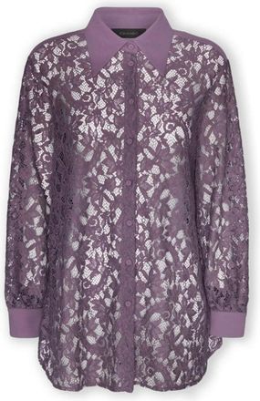 Elena Miro Kanten Blouse - Dames - Overhemden - Paars - 7XL - Katoen - Overhemden