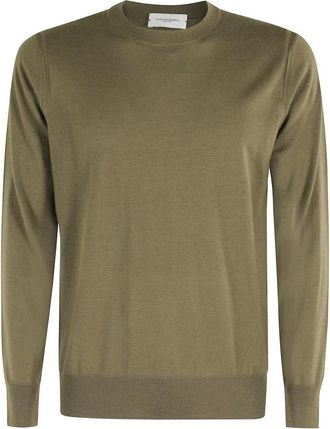 Paolo Pecora Olive Green Crewneck Long Sleeve Shirt