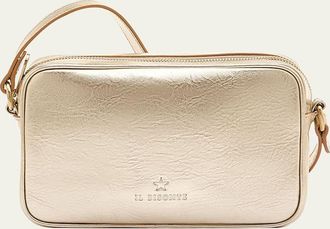 IL BISONTE Oliveta Metallic Vacchetta Leather Crossbody Bag