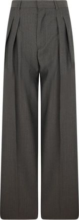 Bottega Veneta Loose Checkered Pants - Dames - Wijde Broeken - Grijs - 3XS - Wol - Broeken