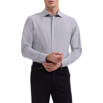 Bugatchi James OoohCotton Geo Print Button-Up Shirt in White at Nordstrom, Size Xx-Large