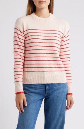 Caslon Stripe Relaxed Fit Sweater in Pink Fresco- Red Stripe at Nordstrom Rack, Size Xx-Large