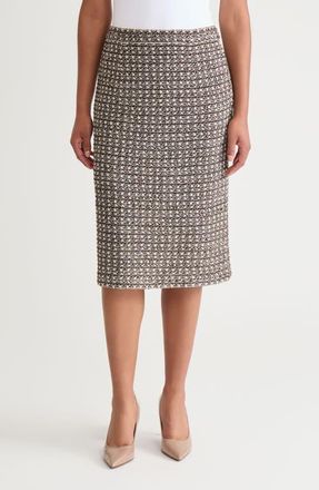 Ming Wang A-Line Tweed Knit Skirt in Dark Umber/twig/black/ivory at Nordstrom, Size 1 X