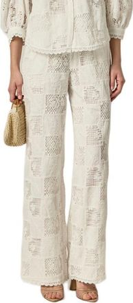 English Factory Embroidered Wide Leg Pants in White at Nordstrom, Size Large
