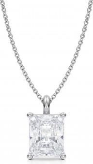Allurez Radiant Lab Diamond 4-Prong Necklace 14K White Gold (3.00ct)
