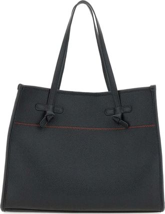 Gianni Chiarini Marcella leren shopper met textuur - Zwart
