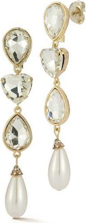 Glaze Jewelry Cubic Zirconia & Faux Pearl Link Drop Earrings in Gold at Nordstrom Rack