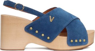 Via Roma 15 Sandalen met gekruiste bandjes en studs - Blauw