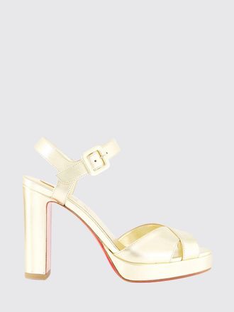 Christian Louboutin Cora Laminated Leather Platform Sandals with a Block Heel
