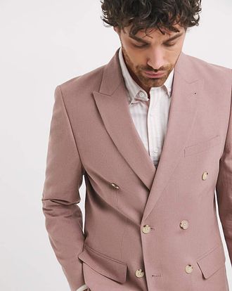 Jacamo Linen Blend Double Breasted Suit Jacket