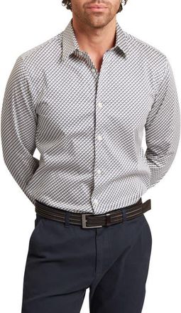 Ted Baker Grelish Slim Fit Geo Print Stretch Cotton Button-Up Shirt in Grey at Nordstrom, Size 3