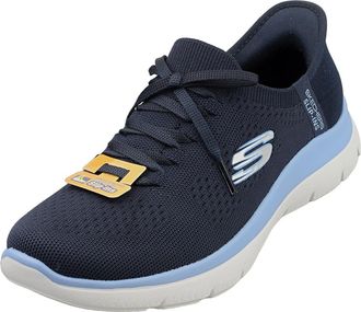 Skechers Womens Summits New Daily Slip-On Sneakers, Navy Knit/Blue Trim, 5.5 UK