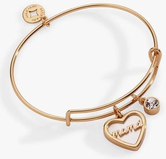 Alex and Ani Mam&aacute; Mother of Pearl Heart Bangle Bracelet Duo in Gold at Nordstrom