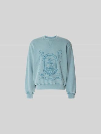 Maison Kitsun&eacute; Oversized Sweatshirt mit Statement-Print in Petrol, Gr&ouml;&szlig;e L