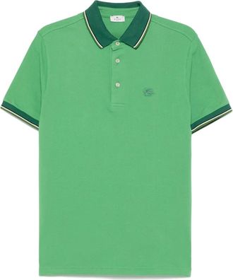 Etro Pegaso-embroidered polo shirt - men - Cotton - S - Green