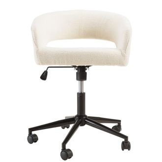 Macabane Silla de oficina con ruedas de tela cruda y respaldo abierto