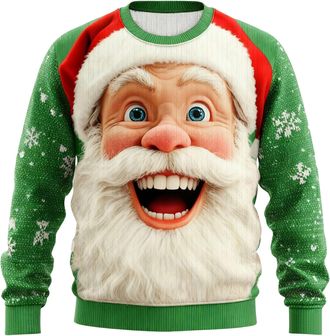 Generic Christmas Jumpers for Men Funny 3D SantaClaus Print Patterns Sweatshirt Pullover Xmas Party Sweaters Long Sleeve Jumper Christmas suits for Men Ugly X