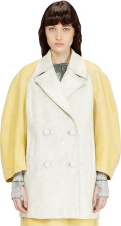 Diesel Cocoon-sleeve peacoat in cracked leather - Leather jackets - Woman - Multicolor