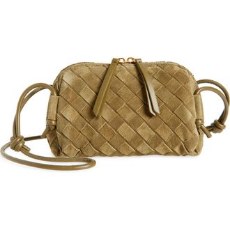 Bottega Veneta Concert Intrecciato Leather Pouch Shoulder Bag in 2856 Mud-Gold at Nordstrom
