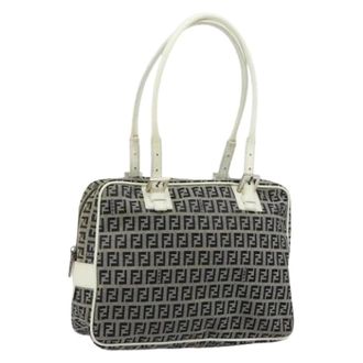 Fendi Pre-owned Zucchino Canvas Hand Bag - Dames - Pre-owned - Blauw - Maat: ONE Size Leer