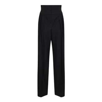 Dolce & Gabbana Pantalones de Lana Jacquard de Raya Diplom&aacute;tica - Trousers - Mujer - Negro - L