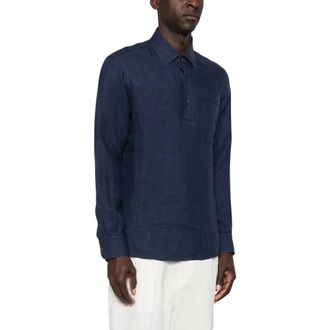 Ermenegildo Zegna Casual Shirts, male, Blue, Size: XL Shirt