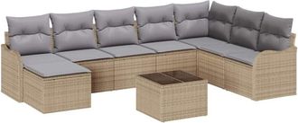 vidaXL Garden Sofa Set 9 pcs Beige and light grey Poly rattan vidaXL