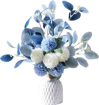 OEM 2 Flores Artificiales De 47 Cm En Azul Y Blanco, Flores Artificiales Realistas, Bonita Cesta, No Requieren Mantenimiento (azul)