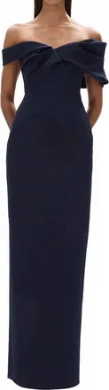 Rachel Gilbert Maddie Off The Shoulder Gown In Navy