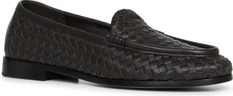 Bottega Veneta Mens Loafers Silenzio Espresso Intrecciato Nappa Leather Brown Lambskin