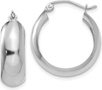 Diamond2Deal 10k White Gold Round Shape Huggie Hoop Earrings