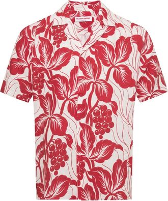 Orlebar Brown Maitan linnen overhemd met bloemenprint - Wit