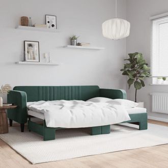 vidaXL Sof&aacute; Cama Nido Terciopelo Verde Oscuro 80x200 Cm Vidaxl