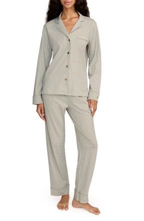 Petite Plume Geo Classic Lightweight Pima Cotton Pajamas in Green at Nordstrom, Size X-Small