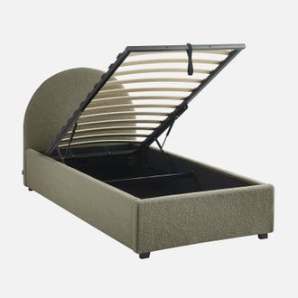 Sweeek Cama Con Somier Abatible Y Cabecero 90x190cm, Acabado En Borreguito
