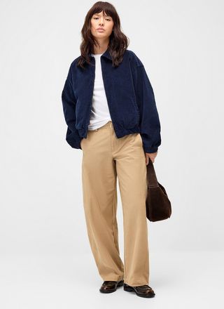 Only Womens Solid twill barrel-leg pant