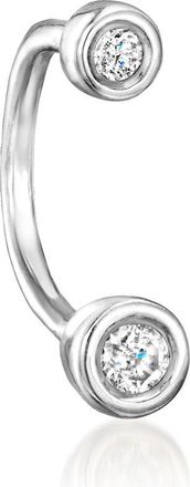 RS Pure by Ross-Simons Bezel-Set Diamond U-Hoop Earrings in Sterling Silver