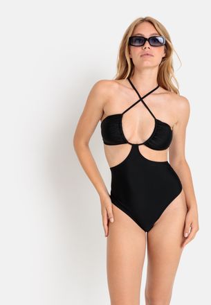 Lascana Badeanzug LSCN BY LASCANA Gina, Damen, Gr. 32, Cup C/D, schwarz, Recycling-Polyamid, unifarben, Badeanz&uuml;ge Badeanzug, mit modischen Cut-Outs