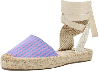 Soludos Vichy Lauren Lace-up Espadrille Womens Sandals Blue/Pink : EU 41 (US Womens 10-10.5) B - Medium, Cotton