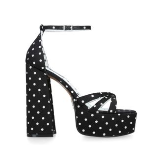 Steve Madden Womens Retro Polka Dot Sandals - White Fabric - Size UK 5