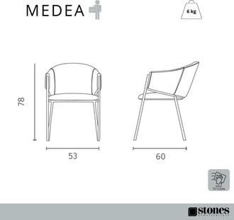 Stones Set of 2 MEDEA chairs, ivory