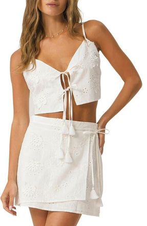 PQ Swim Lena Tie Front Crop Top in White Sands at Nordstrom, Size X-Small