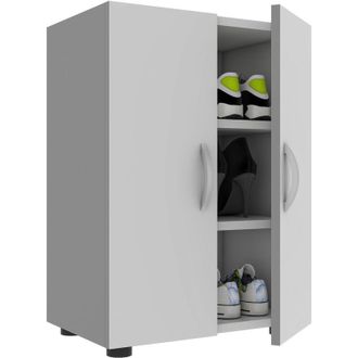 ebuy24 Gabinete De Zapato De Madera Vcm Dimensiones: Al. 74 X An. 49 X P. 30 Cm Gabinete Todo Prop&oacute;sito 3 Compartimentos 2 Puertas Giratorias - Ulas (blanco)