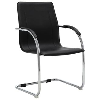 vidaXL Silla De Oficina Voladiza De Cuero Sint&eacute;tico Negra Vidaxl