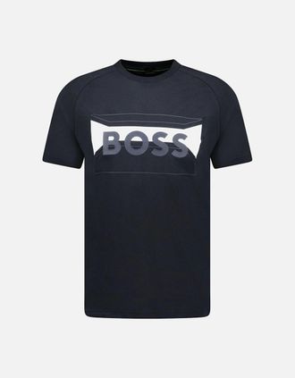 HUGO BOSS Mens Hugo Boss Cotton-Blend Regular-Fit T-Shirt With Logo Artwork Black - Size: 38