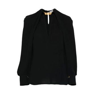 Elisabetta Franchi Blouses, female, Black, Size: M Blusa con scollo a V