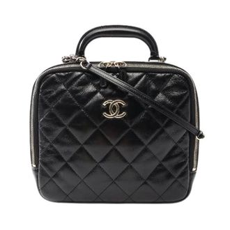 Chanel Pre-owned Matelasse Top Handle 2Way Shoulder Bag - Dames - Pre-owned - Zwart - Maat: ONE Size Leer